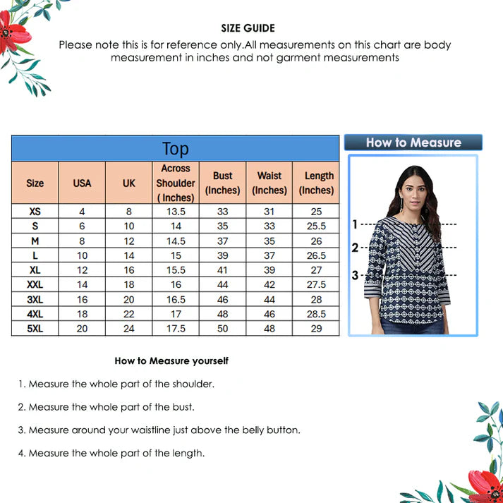 Floral Print Cotton Empire Top / Women dress