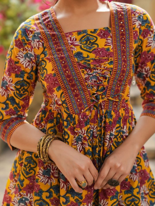 Floral Print Cotton Empire Top / Women dress