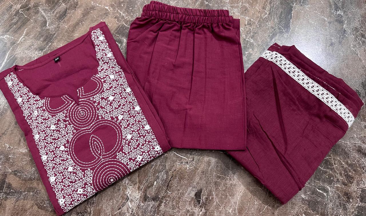 New anarkali kurta set with Cotton Pant & Malmal Dupatta with tier pattern