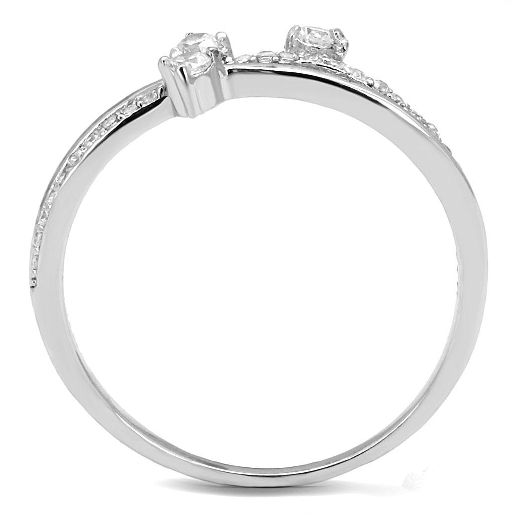 TS581 - Rhodium 925 Sterling Silver Ring with AAA Grade CZ in Clear-2
