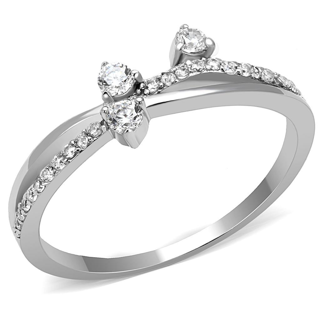 TS581 - Rhodium 925 Sterling Silver Ring with AAA Grade CZ in Clear-4