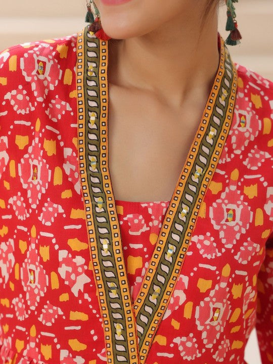 Floral Printed Cotton Empire Longline Top